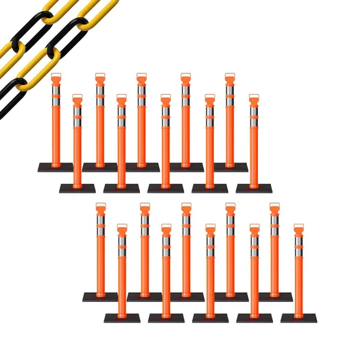 Miniatura 69 de Trafford Industrial - Juego de 20 postes de delineador de 45 pulgadas, collares reflectantes de 3 pulgadas, base de goma de 10 libras