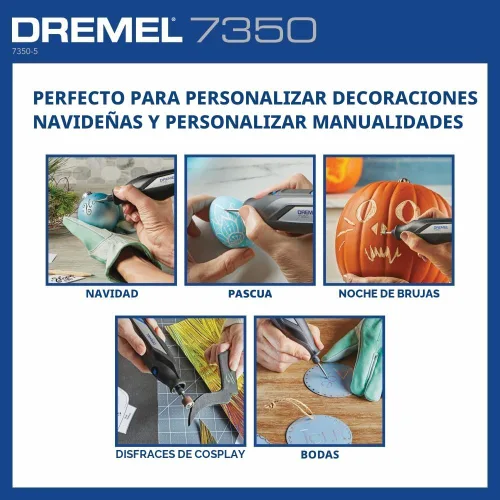 Miniatura 6 de Dremel 7350 Kit de herramientas rotativas inalámbricas de 4 V con 5 accesorios y batería recargable USB-C, velocidad única para tallar, grabar