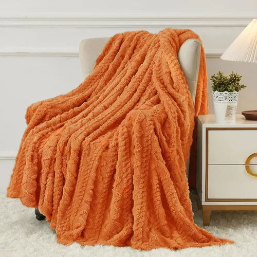 Miniatura 25 de Aganear Manta Gemela – Diseño elegante 3D, manta ligera portátil de lujo súper suave, esponjosa, cálida, acogedora, mullida para sofá, sala de Gris