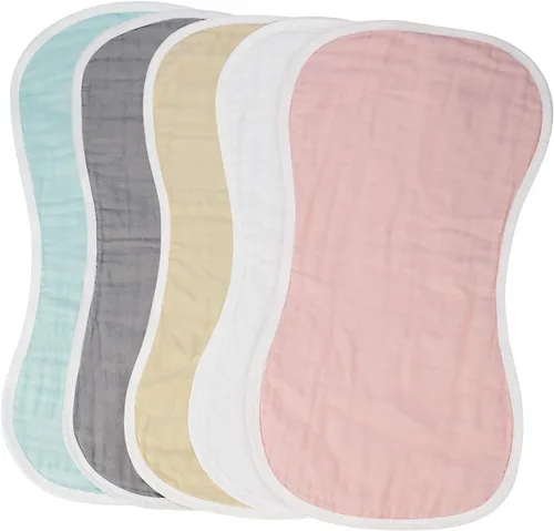 Miniatura 10 de MUKIN Paños de muselina para eructos y paño para eructos, suaves y absorbentes para niños y niñas, paquete de 5 baberos de algodón para recién