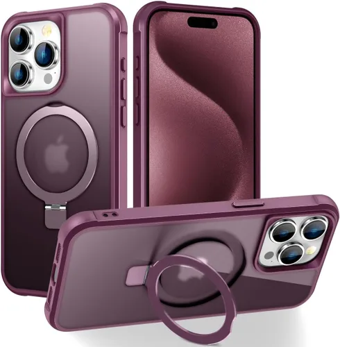 Miniatura 41 de CHAOFEnG Funda magnética compatible con iPhone 11 con soporte, prueba de caídas de grado militar, compatible con imán, anillo translúcido, parte