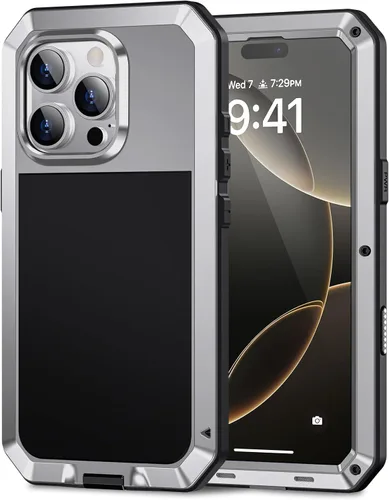 Miniatura 21 de Lanhiem Funda para iPhone 7 Plus/8 Plus, resistente a los golpes, [Tough Armour], funda de metal con protector de pantalla integrado, funda Negro