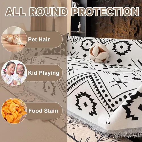 Miniatura 34 de VClife Fundas de sofá bohemio de felpilla para sofá seccional, fundas de sofá suaves y antideslizantes para sofá de 2 cojines, protector de muebles