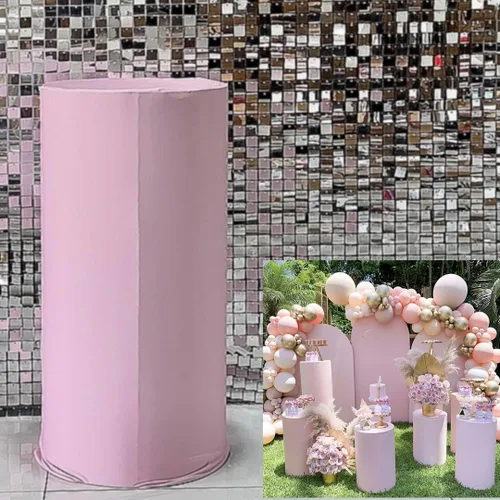 Fundas de zócalo cilíndrico rosa para decoración de fiestas, fundas de pedestal para niñas, baby shower, fiesta de cumpleaños, banquete, boda,