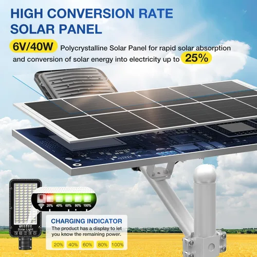 Miniatura 6 de OKPRO Luces solares de calle de 12000 W para exteriores, 6500 K, luces de estacionamiento comercial del atardecer al amanecer, impermeable, funciona