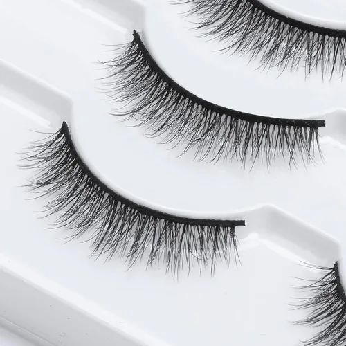 Miniatura 5 de Pestañas postizas cortas de aspecto natural, paquete de pestañas finas de 0.433 in, 12 pares de pestañas pequeñas, pestañas de visón 3D