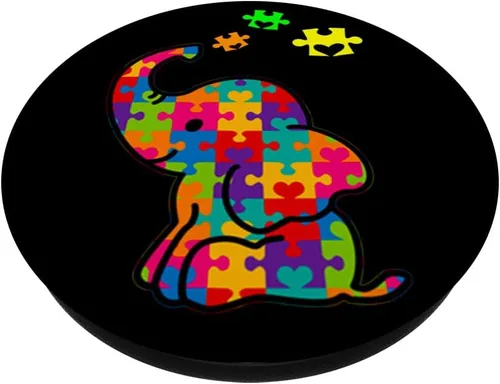 Miniatura 2 de Advertencia sobre el autismo elefante regalo amor sensorial juguetes autistic lo – PopSockets agarre y soporte para teléfonos y tabletas, Negro
