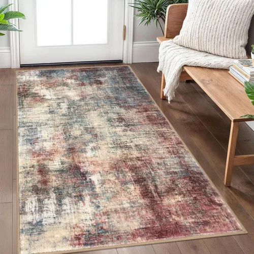 Miniatura 308 de IOHOUZE Alfombra pequeña abstracta de 2 x 3 pies, alfombra de entrada lavable para entrada interior, alfombras con respaldo de goma, alfombra gris