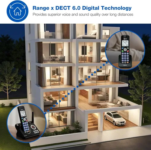 Miniatura 10 de AT&T Teléfono inalámbrico DECT 6.0 - Bloqueador de llamadas inteligente, Bluetooth conecta a la celda, anuncio de identificación de llamadas