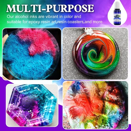 Miniatura 4 de Juego de Tinta de Alcohol - 24 Colores Vibrantes para Arte de Resina, Fabricación de Placas de Petri, Pintura Epoxi - Tinte de Color de Pintura