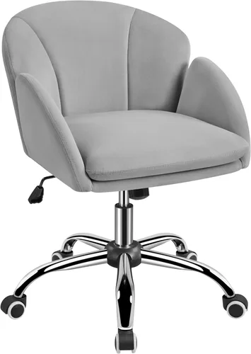Miniatura 13 de Yaheetech Silla Linda de Escritorio para Hogar y Oficina, Silla Ajustable Moderna Tapizada Giratoria con Respaldo y Brazos para Trabajo, Estudio
