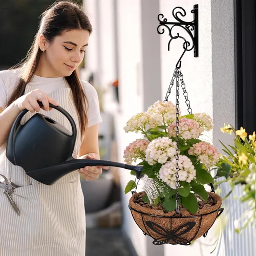 Miniatura 4 de QCQHDU Paquete de 2 cestas colgantes de metal de 10 pulgadas para orquídeas para plantas al aire libre, cesta colgante de orquídeas