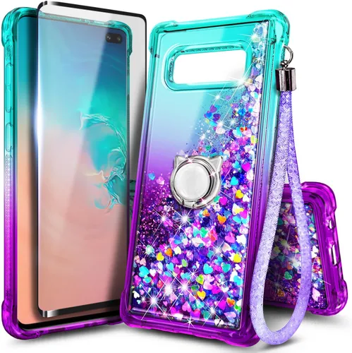 Miniatura 76 de NGB Diseñada para funda Samsung Galaxy Note 10+ (Plus), Rosa/Aguamarina Funda con Purpurina Líquida Brillante Linda para Mujeres Niñas Niños