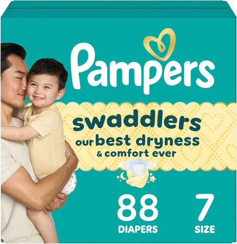 Miniatura 50 de Pañales Pampers Swaddlers, Talla 1 (8-14 libras), 198 unidades, absorbentes, mantiene al bebé seco y cómodo, pañal desechable seguro para la piel