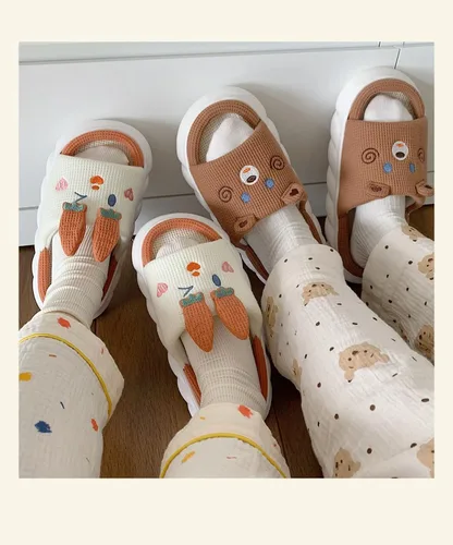 Miniatura 5 de Pantuflas Kawaii de conejito peludo para mujer, cómodas, con puntera abierta, lindas sandalias de invierno de animales