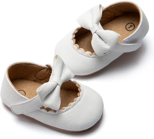 HsdsBebe Mary Jane - Zapatos planos con lazo antideslizante y suela suave para niñas pequeñas, zapatos de vestir para bodas