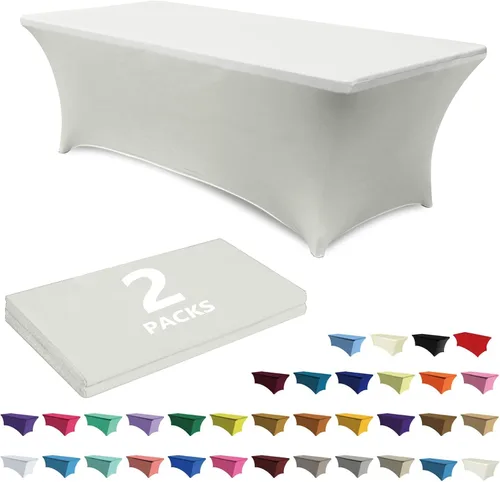 Miniatura 20 de ABCCANOPY Paquete de 2 manteles de elastano negro de 4 pies, elásticos, resistentes a las arrugas, reutilizables, para mesa plegable rectangular