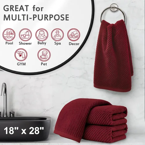 Miniatura 210 de VOOVA & MOVAS Toallas de mano blancas - 100% algodón Ligeras Gruesas Secado rápido Suaves Absorbentes, paquete de 4 piezas grandes de 18