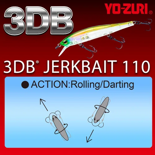 Miniatura 3 de YO-Zuri Señuelo de baño 3DB Jerkbait 110 (SP) 4.331 in Color: Matte Sexy Shad Sábalo sexy mate