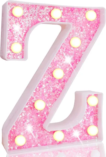 Miniatura 58 de Pooqla Luces de números de marquesina, números de luz rosa para niñas de 10.º cumpleaños, funciona con pilas, luz nocturna de número con purpurina