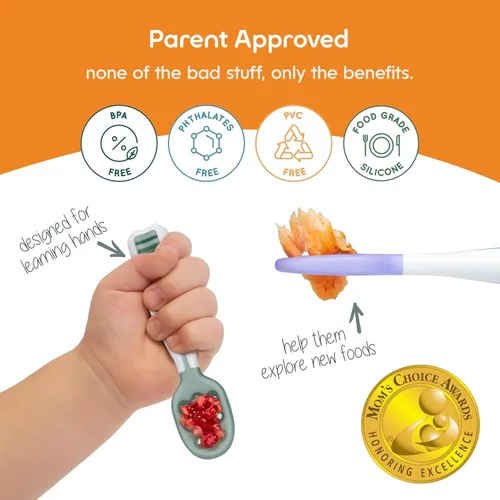 Miniatura 6 de NumNum Juego de cucharas para bebé, utensilios pre-cuchara GOOtensils para bebés de 6+ meses, primeras cucharas de autoalimentación para destete 18