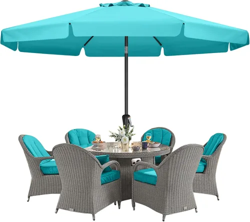 Miniatura 27 de MASTERCANOPY Sombrilla de Patio Valance para Mesa de Exterior Market - 8 Varillas (9 pies, Turquesa)