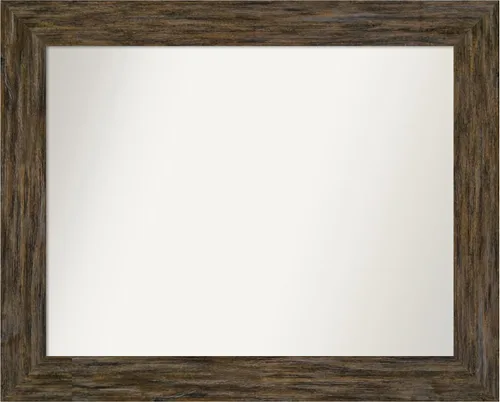 Miniatura 55 de Amanti Art Espejo personalizado, espejo de baño marrón Fencepost, espejo de pared o espejo de tocador de baño sobre el fregadero (27 x 27 pulgadas)