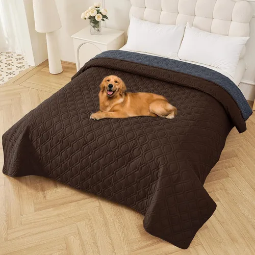 Miniatura 165 de Smiry Funda impermeable para cama de mascota, suave y lavable, para muebles, cama, sofá, reversible, a cuadros (30 x 53 pulgadas, color beige/beige)