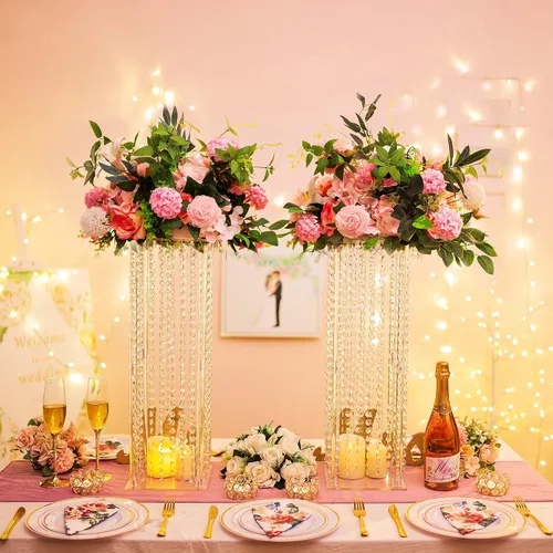 Miniatura 3 de Nuptio Centros de mesa de boda para mesas jarrones, 2 piezas de 23.6 pulgadas de alto, jarrón de flores para decoración de mesas de fiesta, elegante
