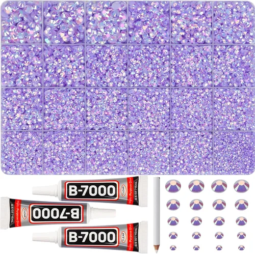 Miniatura 10 de 11000 piezas de diamantes de imitación con parte trasera plana de 2/3/4/5 mm en negro con pegamento para bordado, ropa, manualidades, zapatos, arte