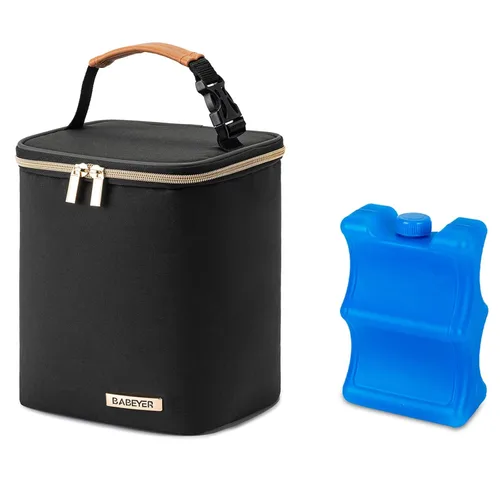 Bolsa enfriadora de leche materna BABEYER con paquete de hielo, se ajusta a 4 biberones de hasta 9 onzas, bolsa enfriadora de biberones adecuada