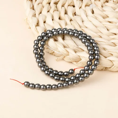 Miniatura 2 de Cuentas redondas sueltas de hematita negra natural de 0.236 pulgadas, poder curativo para hacer joyas, pulseras y collares