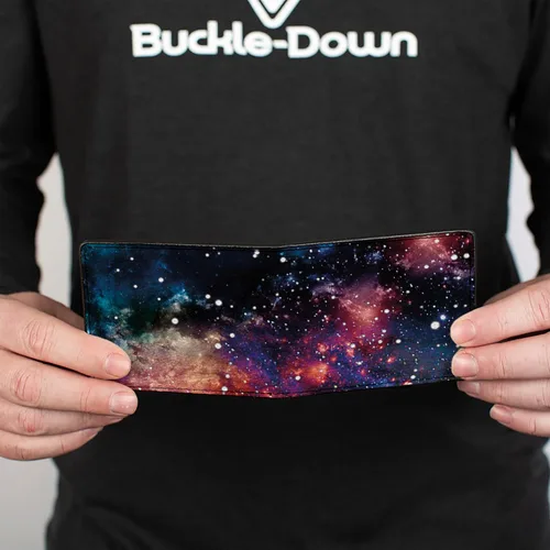 Miniatura 4 de Buckle-Down Billetera plegable de PU para hombre, collage de polvo, multicolor, 4.0" x 3.5", Varios