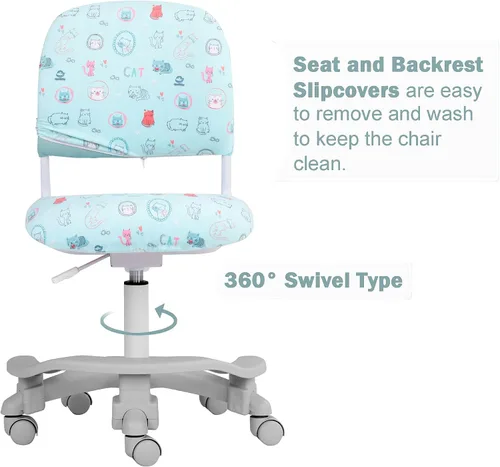 Miniatura 4 de Silla ergonómica de escritorio para niños, silla de computadora de oficina de estudio, altura ajustable y profundidad del asiento, reposapiés *Gato
