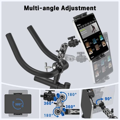Miniatura 6 de Soporte para tableta para cinta de correr de bicicleta giratoria, soporte para iPad, soporte de manillar de bicicleta estática para bicicleta