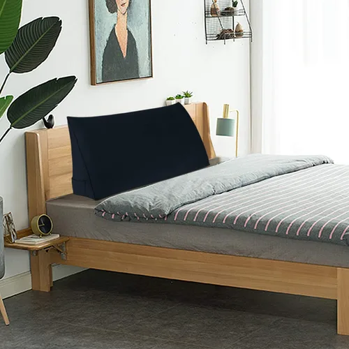 Miniatura 5 de WOWMAX Almohada de cuña para cabecera de cama de día, con funda extraíble, terciopelo negro, tamaño matrimonial
