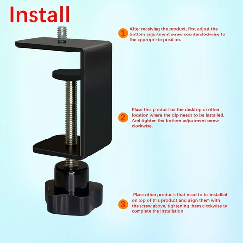 Miniatura 3 de Paquete de 2 Abrazaderas en C Ajustables de Servicio Pesado con Montaje de Espárrago de 1/4" - Abrazadera de Escritorio de Acero para Lámpara