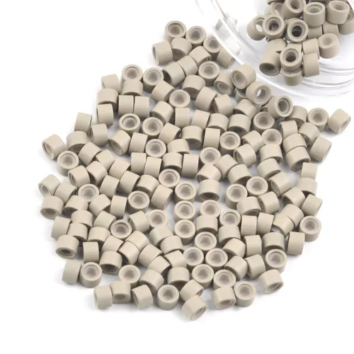 Miniatura 82 de Vlasy 100 Piezas Cuentas de Nano Anillo con Forro de Silicona para Extensiones de Cabello Humano con Nano Anillo 5 Colores Opcionales (Negro)