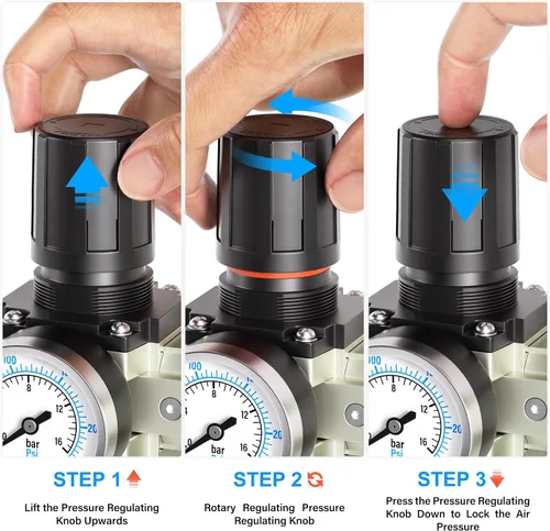 Miniatura 7 de TAILONZ PNEUMATIC 0-240PSI Sistema de secado de aire industrial de tres etapas grado NPT de 1/2 pulgada, filtro de partículas, filtro coalescente