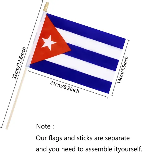 Miniatura 2 de TSMD Mini banderas de mano cubanas pequeñas, 5 x 8 pulgadas, paquete de 12