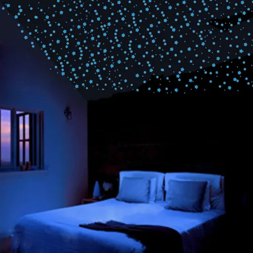 Miniatura 3 de Calcomanías de pared que brillan en la oscuridad, estrellas brillantes para techo y pared, perfectas para techo, pared, habitación o fiesta de Azul