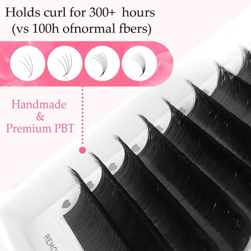 Miniatura 6 de CoMango Easy Fan - Extensiones de pestañas rizadas C/D de 0.05/0.003 in, pestañas de volumen que florecen automáticamente, color negro mate 2D-20D