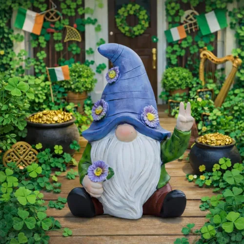 Estatua de gnomo de jardín Paz - Diseño original - Diseño de gnomo azul para patio, césped, porche - Decoración de jardín de resina resistente a la