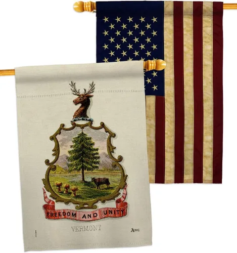 Miniatura 6 de Coat of arms Vermont House Flags 2 pcs Pack Americana States USA American Territories Republic Country Particular Area Small Decorative Gift Yard