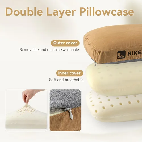 Miniatura 3 de HIKEMAN - Almohada de espuma viscoelástica para acampar - Almohada ultraligera de viaje, almohada para mochilero con funda extraíble, almohadas