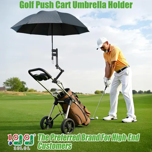 Miniatura 2 de 10L0L Soporte para paraguas de carrito de golf resistente, base de aluminio ajustable de 180° para carros de golf, cochecitos, sillas de ruedas