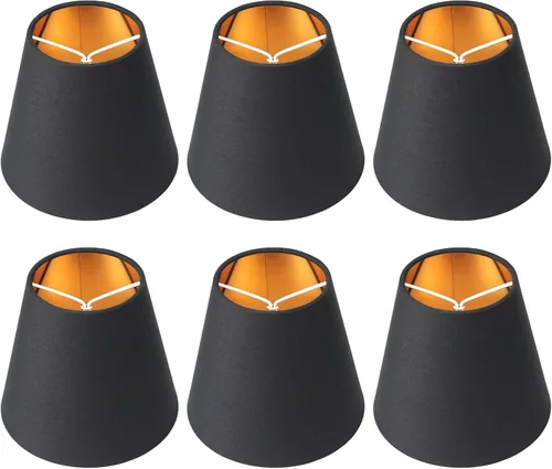 Miniatura 10 de Ruiever Paquete de 6 pantallas pequeñas con clip para bombilla, pantalla de lámpara de tela, parte inferior 5.9'' x parte superior 3.54'' x altura