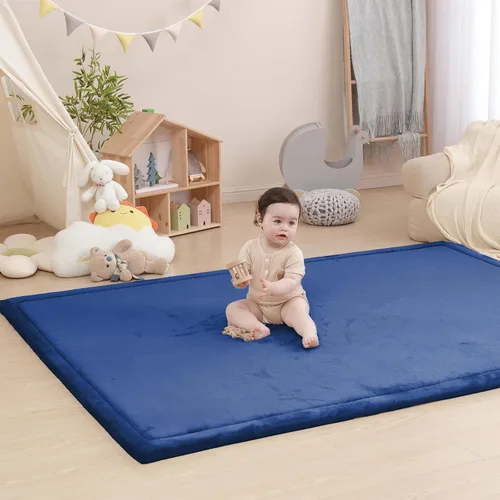 Miniatura 14 de Huloo Sleep - Tapete de juego para bebé, tapete de espuma viscoelástica de 1.3 pulgadas de grosor, terciopelo coral suave, antideslizante, Gris