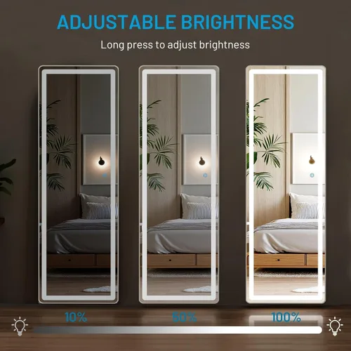 Miniatura 3 de NEWBULIG - Espejo de longitud completa con soporte de 16"×60", LED con iluminación de 3 colores, para dormitorio, cuerpo colgante, decoración