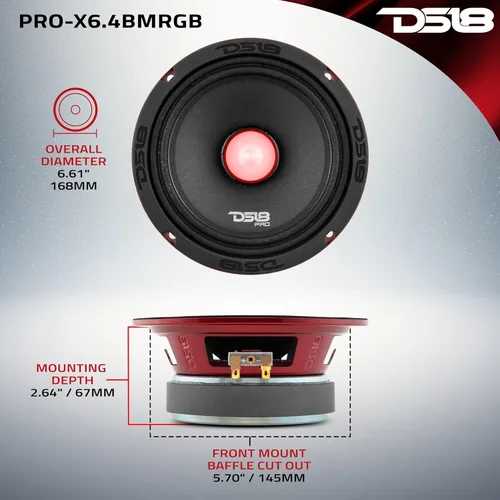 Miniatura 4 de DS18 PRO-X6.4BMRGB - Altavoz con bala de luz RGB - 6.5 pulgadas, rango medio, 500 W máximo, 250 W RMS, 4 ohmios - Altavoces de puerta de audio